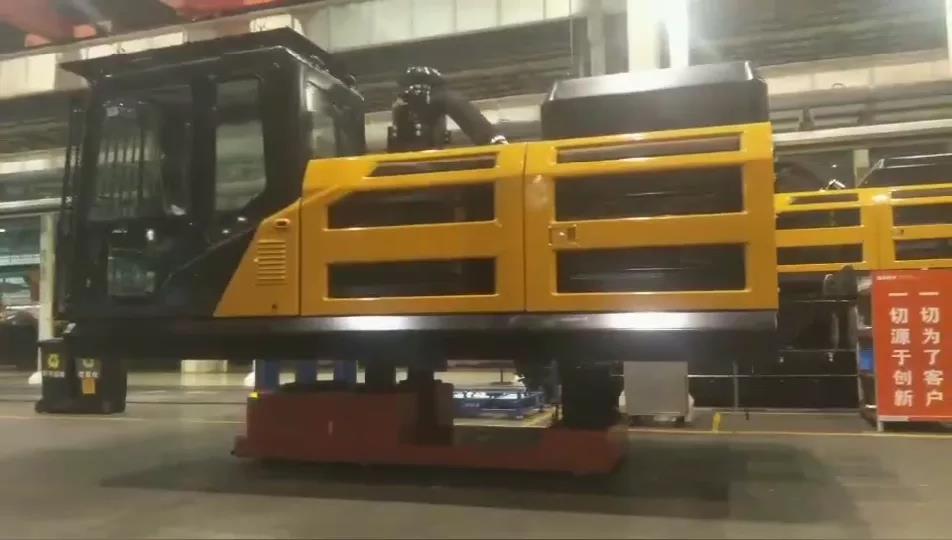 25台重载AGV——国自助力某大型挖掘机工厂打造柔性产线！