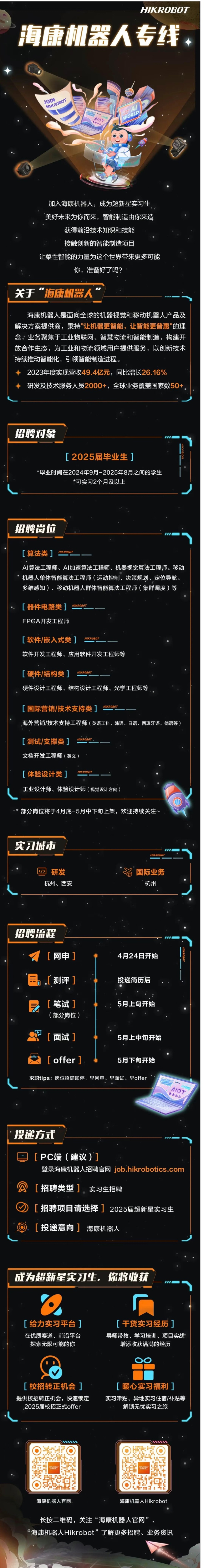 海康机器人2025届超新星实习生火热招聘中